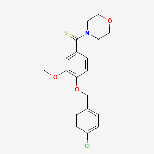 molecular formula C19H20ClNO3S B3543321 4-({4-[(4-chlorobenzyl)oxy]-3-methoxyphenyl}carbonothioyl)morpholine 