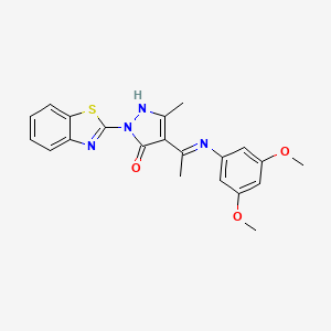 (4Z)-2-(1,3-benzothiazol-2-yl)-4-{1-[(3,5-dimethoxyphenyl)amino]ethylidene}-5-methyl-2,4-dihydro-3H-pyrazol-3-one