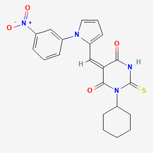 (5E)-1-cyclohexyl-5-[[1-(3-nitrophenyl)pyrrol-2-yl]methylidene]-2-sulfanylidene-1,3-diazinane-4,6-dione