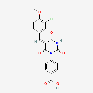 4-[(5E)-5-[(3-chloro-4-methoxyphenyl)methylidene]-2,4,6-trioxo-1,3-diazinan-1-yl]benzoic acid