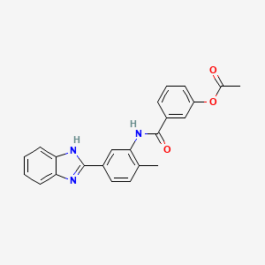 molecular formula C23H19N3O3 B3543406 3-{[5-(1H-benzimidazol-2-yl)-2-methylphenyl]carbamoyl}phenyl acetate 