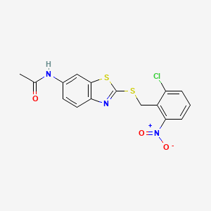 N-(2-{[(2-CHLORO-6-NITROPHENYL)METHYL]SULFANYL}-1,3-BENZOTHIAZOL-6-YL)ACETAMIDE