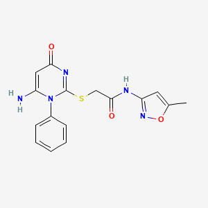 2-(6-amino-4-oxo-1-phenylpyrimidin-2-yl)sulfanyl-N-(5-methyl-1,2-oxazol-3-yl)acetamide