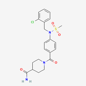 molecular formula C21H24ClN3O4S B3543610 1-({4-[(2-Chlorobenzyl)(methylsulfonyl)amino]phenyl}carbonyl)piperidine-4-carboxamide 