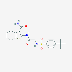 molecular formula C21H27N3O4S2 B354382 2-[[2-[(4-Tert-butylphenyl)sulfonylamino]acetyl]amino]-4,5,6,7-tetrahydro-1-benzothiophene-3-carboxamide CAS No. 671201-18-6
