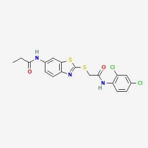 N-[2-({2-[(2,4-dichlorophenyl)amino]-2-oxoethyl}thio)-1,3-benzothiazol-6-yl]propanamide