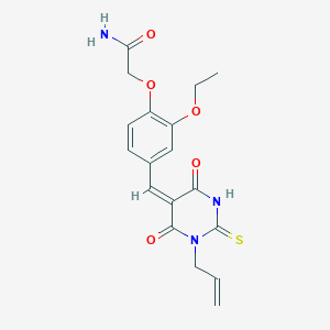 2-(4-{(E)-[4,6-dioxo-1-(prop-2-en-1-yl)-2-thioxotetrahydropyrimidin-5(2H)-ylidene]methyl}-2-ethoxyphenoxy)acetamide