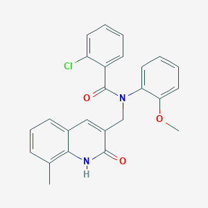 molecular formula C25H21ClN2O3 B3545324 2-chloro-N-((2-hydroxy-8-methylquinolin-3-yl)methyl)-N-(2-methoxyphenyl)benzamide 