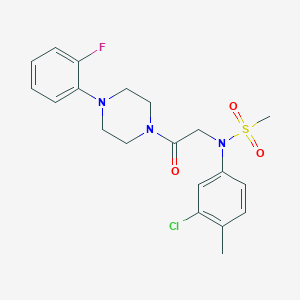 molecular formula C20H23ClFN3O3S B3545334 N-(3-chloro-4-methylphenyl)-N-{2-[4-(2-fluorophenyl)-1-piperazinyl]-2-oxoethyl}methanesulfonamide 