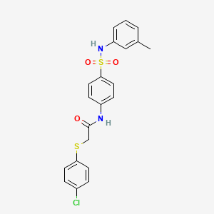 molecular formula C21H19ClN2O3S2 B3545347 2-[(4-chlorophenyl)thio]-N-(4-{[(3-methylphenyl)amino]sulfonyl}phenyl)acetamide 