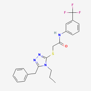 molecular formula C21H21F3N4OS B3545385 2-[(5-benzyl-4-propyl-4H-1,2,4-triazol-3-yl)thio]-N-[3-(trifluoromethyl)phenyl]acetamide 