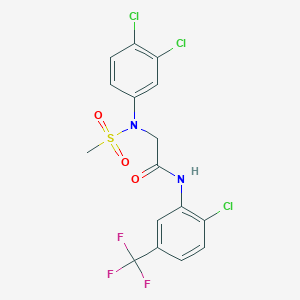 molecular formula C16H12Cl3F3N2O3S B3545390 N~1~-[2-chloro-5-(trifluoromethyl)phenyl]-N~2~-(3,4-dichlorophenyl)-N~2~-(methylsulfonyl)glycinamide 