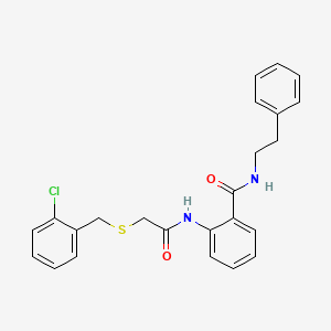 molecular formula C24H23ClN2O2S B3545454 2-({[(2-chlorobenzyl)thio]acetyl}amino)-N-(2-phenylethyl)benzamide 