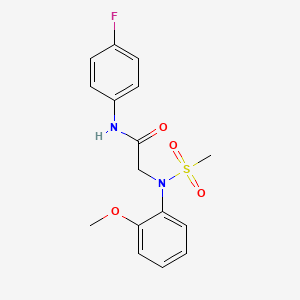 molecular formula C16H17FN2O4S B3545611 N-(4-FLUOROPHENYL)-2-[N-(2-METHOXYPHENYL)METHANESULFONAMIDO]ACETAMIDE 