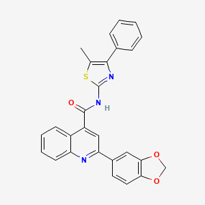 molecular formula C27H19N3O3S B3545643 2-(1,3-benzodioxol-5-yl)-N-(5-methyl-4-phenyl-1,3-thiazol-2-yl)-4-quinolinecarboxamide 