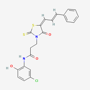 molecular formula C21H17ClN2O3S2 B3545667 N-(5-chloro-2-hydroxyphenyl)-3-[(5E)-4-oxo-5-[(E)-3-phenylprop-2-enylidene]-2-sulfanylidene-1,3-thiazolidin-3-yl]propanamide 