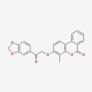 molecular formula C23H16O6 B3545788 3-[2-(1,3-benzodioxol-5-yl)-2-oxoethoxy]-4-methyl-6H-benzo[c]chromen-6-one 