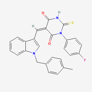 molecular formula C27H20FN3O2S B3545815 1-(4-fluorophenyl)-5-{[1-(4-methylbenzyl)-1H-indol-3-yl]methylene}-2-thioxodihydro-4,6(1H,5H)-pyrimidinedione 