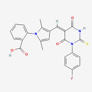 2-(3-{[1-(4-fluorophenyl)-4,6-dioxo-2-thioxotetrahydro-5(2H)-pyrimidinylidene]methyl}-2,5-dimethyl-1H-pyrrol-1-yl)benzoic acid