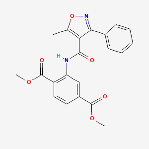 molecular formula C21H18N2O6 B3545861 1,4-DIMETHYL 2-(5-METHYL-3-PHENYL-1,2-OXAZOLE-4-AMIDO)BENZENE-1,4-DICARBOXYLATE 