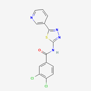 molecular formula C14H8Cl2N4OS B3545901 3,4-dichloro-N-(5-(pyridin-3-yl)-1,3,4-thiadiazol-2-yl)benzamide 