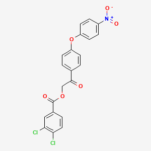 molecular formula C21H13Cl2NO6 B3545911 2-[4-(4-nitrophenoxy)phenyl]-2-oxoethyl 3,4-dichlorobenzoate 