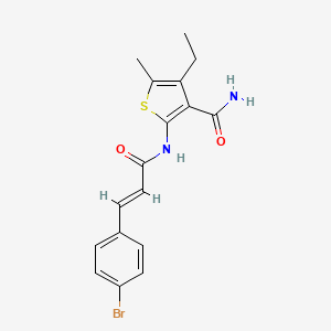 molecular formula C17H17BrN2O2S B3545931 2-{[3-(4-bromophenyl)acryloyl]amino}-4-ethyl-5-methyl-3-thiophenecarboxamide 