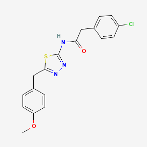 molecular formula C18H16ClN3O2S B3545986 2-(4-CHLOROPHENYL)-N-{5-[(4-METHOXYPHENYL)METHYL]-1,3,4-THIADIAZOL-2-YL}ACETAMIDE 