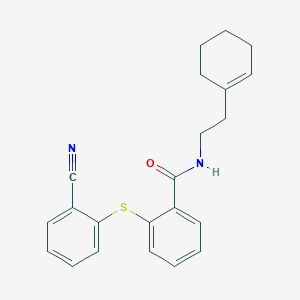 molecular formula C22H22N2OS B3546049 2-[(2-cyanophenyl)thio]-N-[2-(1-cyclohexen-1-yl)ethyl]benzamide 