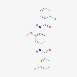 molecular formula C21H16Cl2N2O3 B3546061 2-chloro-N-{4-[(3-chlorobenzoyl)amino]-2-methoxyphenyl}benzamide 