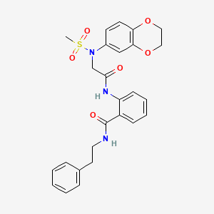 molecular formula C26H27N3O6S B3546123 2-{[N-(2,3-dihydro-1,4-benzodioxin-6-yl)-N-(methylsulfonyl)glycyl]amino}-N-(2-phenylethyl)benzamide 