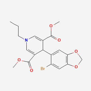 molecular formula C19H20BrNO6 B3546135 dimethyl 4-(6-bromo-1,3-benzodioxol-5-yl)-1-propyl-1,4-dihydro-3,5-pyridinedicarboxylate 