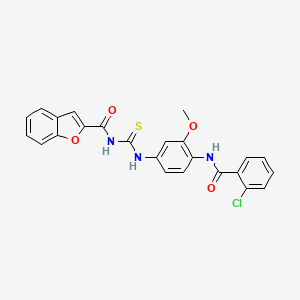 molecular formula C24H18ClN3O4S B3546150 N-[({4-[(2-chlorobenzoyl)amino]-3-methoxyphenyl}amino)carbonothioyl]-1-benzofuran-2-carboxamide 