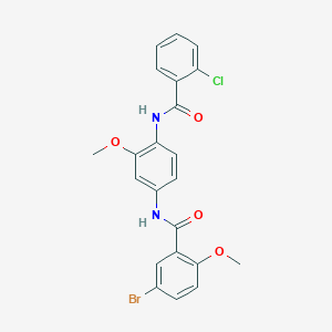 molecular formula C22H18BrClN2O4 B3546166 5-bromo-N-{4-[(2-chlorobenzoyl)amino]-3-methoxyphenyl}-2-methoxybenzamide 