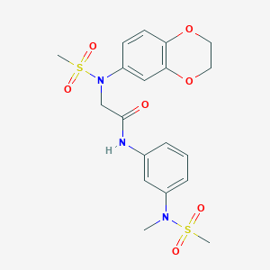 molecular formula C19H23N3O7S2 B3546173 N~2~-(2,3-dihydro-1,4-benzodioxin-6-yl)-N-{3-[methyl(methylsulfonyl)amino]phenyl}-N~2~-(methylsulfonyl)glycinamide 