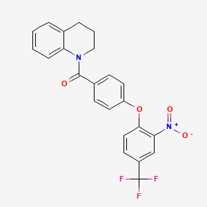 molecular formula C23H17F3N2O4 B3546190 1-{4-[2-nitro-4-(trifluoromethyl)phenoxy]benzoyl}-1,2,3,4-tetrahydroquinoline 