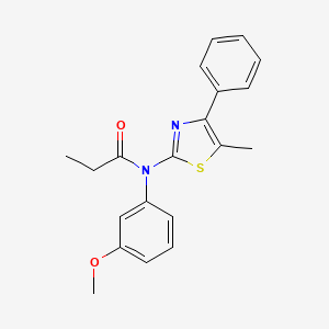 molecular formula C20H20N2O2S B3546231 N-(3-methoxyphenyl)-N-(5-methyl-4-phenyl-1,3-thiazol-2-yl)propanamide 