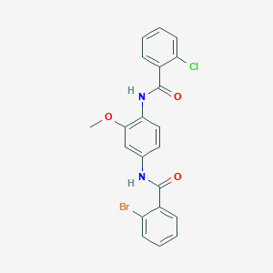 molecular formula C21H16BrClN2O3 B3546266 2-bromo-N-{4-[(2-chlorobenzoyl)amino]-3-methoxyphenyl}benzamide 