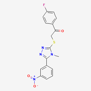 molecular formula C17H13FN4O3S B3546335 1-(4-fluorophenyl)-2-{[4-methyl-5-(3-nitrophenyl)-4H-1,2,4-triazol-3-yl]thio}ethanone 