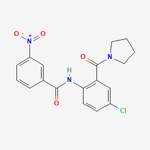 molecular formula C18H16ClN3O4 B3546365 N-[4-chloro-2-(1-pyrrolidinylcarbonyl)phenyl]-3-nitrobenzamide 