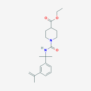 molecular formula C21H30N2O3 B3546401 Ethyl 1-[2-(3-prop-1-en-2-ylphenyl)propan-2-ylcarbamoyl]piperidine-4-carboxylate 