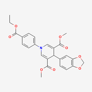 molecular formula C25H23NO8 B3546466 dimethyl 4-(1,3-benzodioxol-5-yl)-1-[4-(ethoxycarbonyl)phenyl]-1,4-dihydro-3,5-pyridinedicarboxylate 