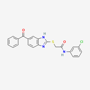 molecular formula C22H16ClN3O2S B3546484 2-[(6-benzoyl-1H-benzimidazol-2-yl)sulfanyl]-N-(3-chlorophenyl)acetamide 