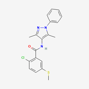 2-chloro-N-(3,5-dimethyl-1-phenyl-1H-pyrazol-4-yl)-5-(methylthio)benzamide