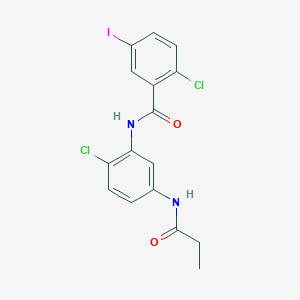 molecular formula C16H13Cl2IN2O2 B3546564 2-chloro-N-[2-chloro-5-(propanoylamino)phenyl]-5-iodobenzamide 