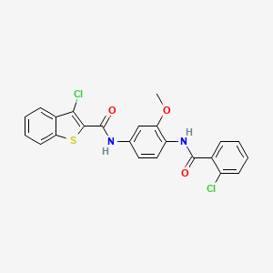 molecular formula C23H16Cl2N2O3S B3546596 3-chloro-N-{4-[(2-chlorobenzoyl)amino]-3-methoxyphenyl}-1-benzothiophene-2-carboxamide 