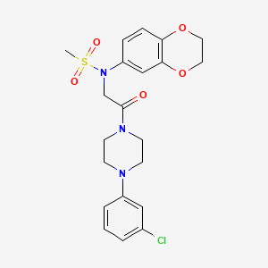 molecular formula C21H24ClN3O5S B3546623 N-{2-[4-(3-Chloro-phenyl)-piperazin-1-yl]-2-oxo-ethyl}-N-(2,3-dihydro-benzo[1,4]dioxin-6-yl)-methanesulfonamide 