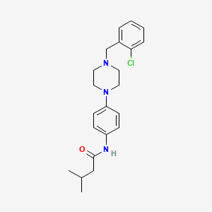 molecular formula C22H28ClN3O B3546652 N-{4-[4-(2-chlorobenzyl)piperazin-1-yl]phenyl}-3-methylbutanamide 