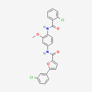 molecular formula C25H18Cl2N2O4 B3546716 N-{4-[(2-chlorobenzoyl)amino]-3-methoxyphenyl}-5-(3-chlorophenyl)-2-furamide 