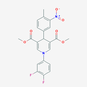 molecular formula C22H18F2N2O6 B3546757 dimethyl 1-(3,4-difluorophenyl)-4-(4-methyl-3-nitrophenyl)-1,4-dihydro-3,5-pyridinedicarboxylate 